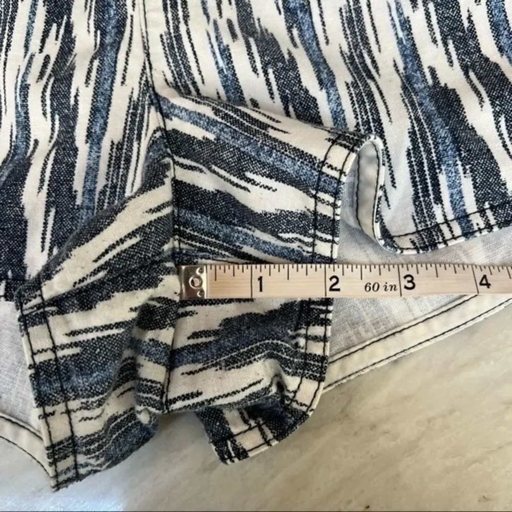 J. Crew Women Linen Blend Blue White Black Geometric Shorts Style size L
